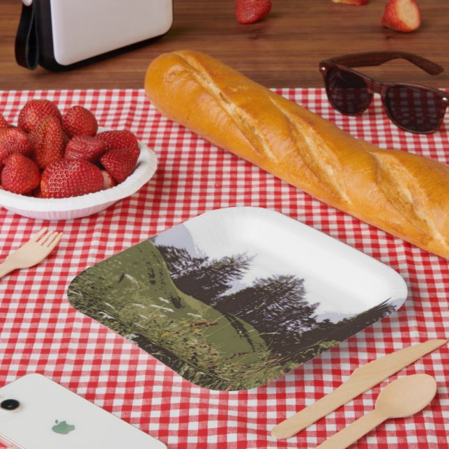 High Mountain Paradise square paper plates (Picnic)