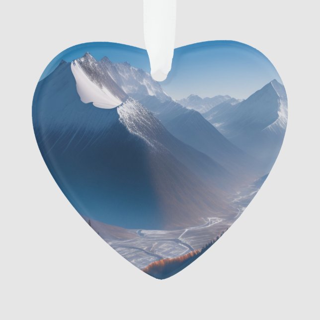 High Mountain Peaks Dated Photo Custom Ornament (Front)