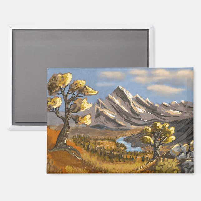 High mountain river and stream. magnet (Front/Back)