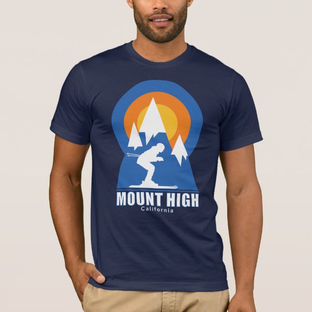 High Mountain Ski Sunset Retro T-Shirt (Front)