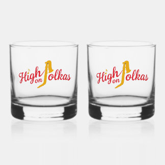 High on Polkas Logo Drinkware Set Whiskey Glass