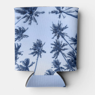 High palm trees, clear blue sky. can cooler