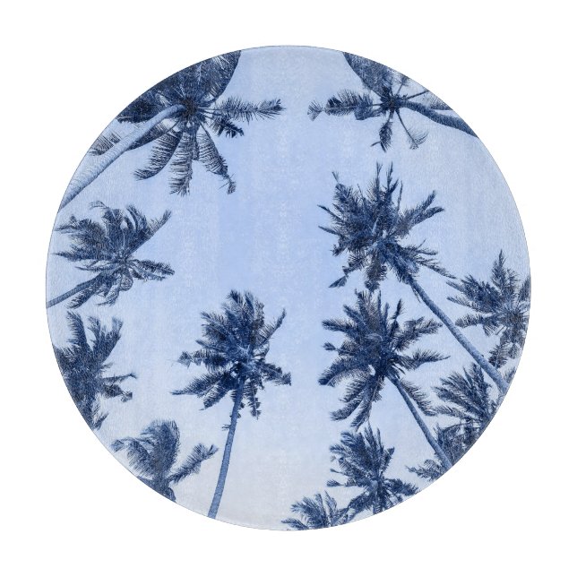 High palm trees, clear blue sky. cutting board (Front)