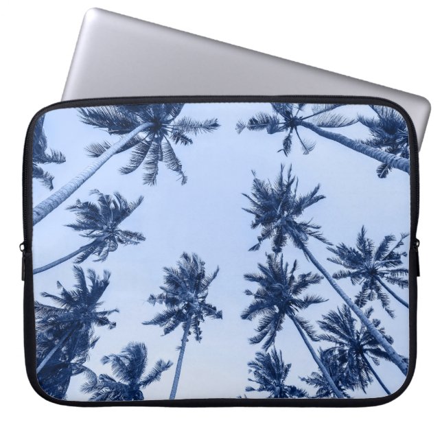 High palm trees, clear blue sky. laptop sleeve (Front)