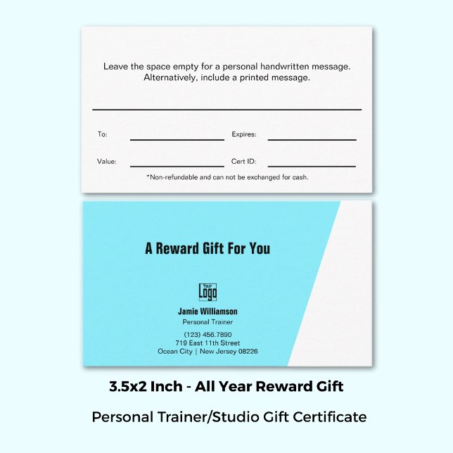 High Performance Trainer Reward Gift Certificate (3.5x2 Inch, High Performance Trainer Reward Gift Certificate)