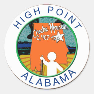 HIGH POINT ALABAMA  CHEAHA MT. CLASSIC ROUND STICKER