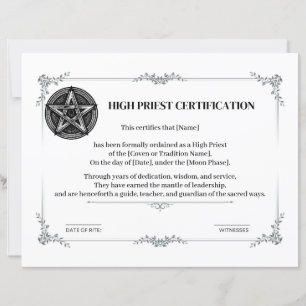 High Priest Certification