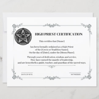 High Priest Certification