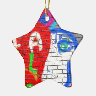 High Priestess Face Never Alone Graffiti Art Ceramic Ornament