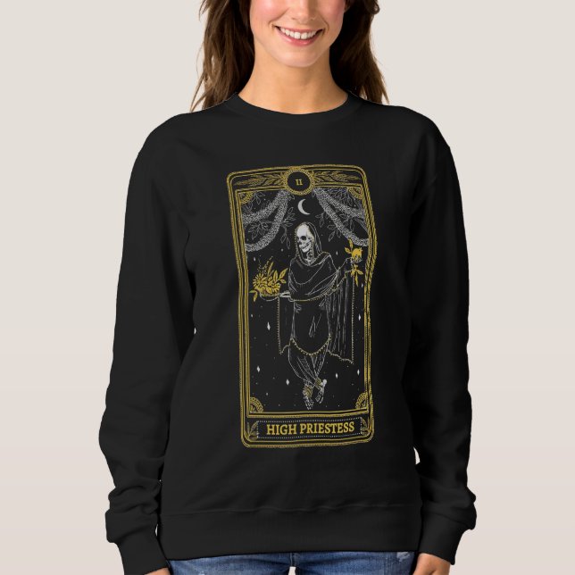 High Priestess Tarot Card Occult Gothic Astrology  Sweatshirt (Front)