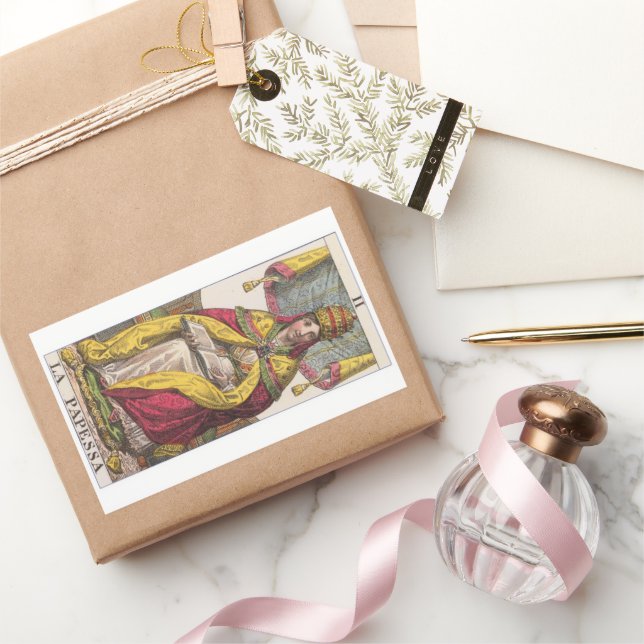 High Priestess Vintage Tarot Rectangular Sticker (Gifting)