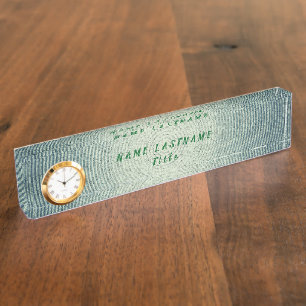 High quality desk name plate with clock