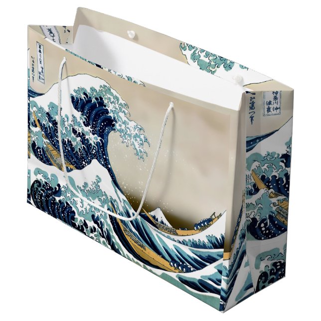 High Quality Great Wave off Kanagawa by Hokusai Large Gift Bag (Front Angled)