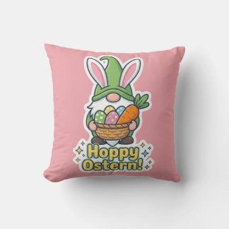 High-quality "Hoppy Easter" gnome illustration Cushion