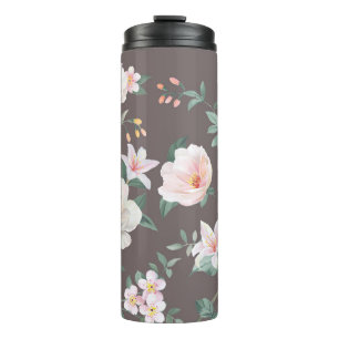high-quality set of various watercolor flowersart, thermal tumbler