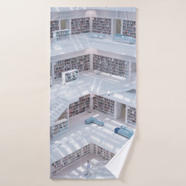 HIGH-RAISE PHOTOGRAPHY OF LIBRARY BATH TOWEL (Bath Towel)