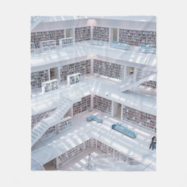 HIGH-RAISE PHOTOGRAPHY OF LIBRARY FLEECE BLANKET (Front)