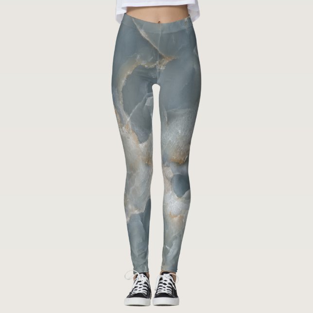 High-resolution marble texture, natural stone. leggings (Front)
