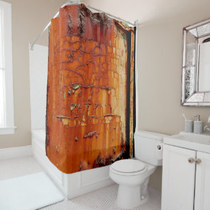 High-Resolution Photo of a Crumbling Rusty Metal Shower Curtain