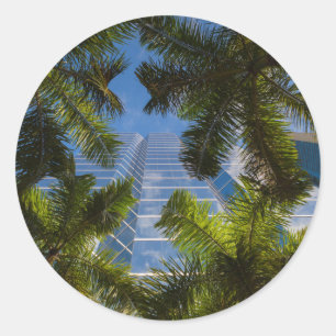 High rise buildings classic round sticker
