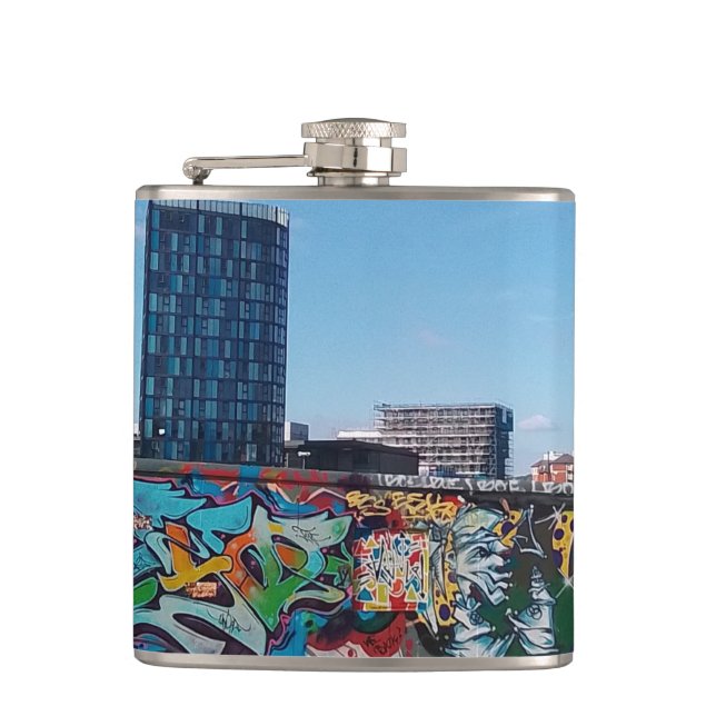 High rise, in Sheffield Hip Flask (Front)