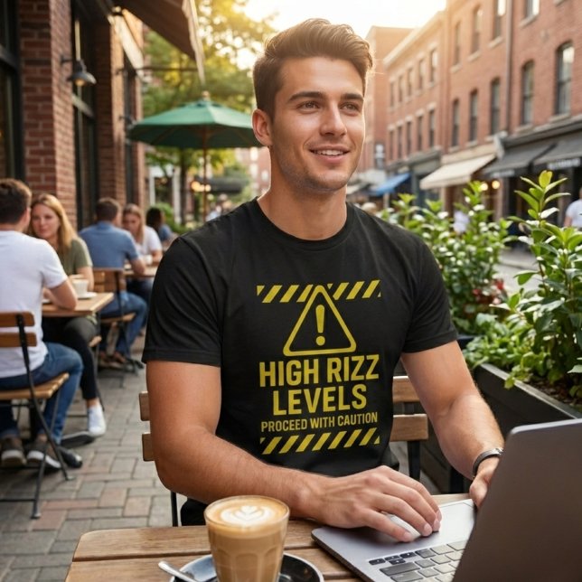 High Rizz Levels Caution Sign Funny Gen Z Slang T-Shirt (Creator Uploaded)