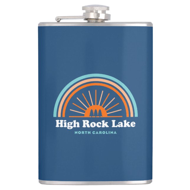 High Rock Lake North Carolina Rainbow Hip Flask (Front)