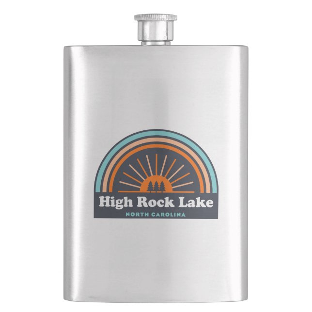 High Rock Lake North Carolina Rainbow Hip Flask (Front)