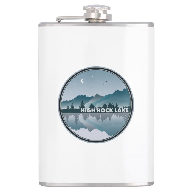 High Rock Lake North Carolina Reflection Hip Flask (Front)