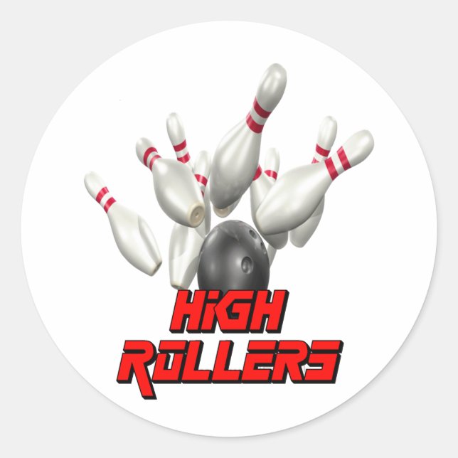 High Rollers Bowling Classic Round Sticker (Front)
