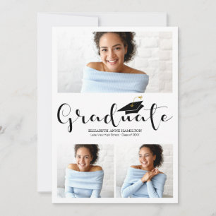 High School 3 Photo Graduation Announcement