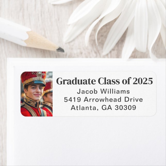 High School Band Graduate Photo Return Address Label (Insitu)