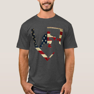 High School Baseball Catcher Gear American Flag Gi T-Shirt