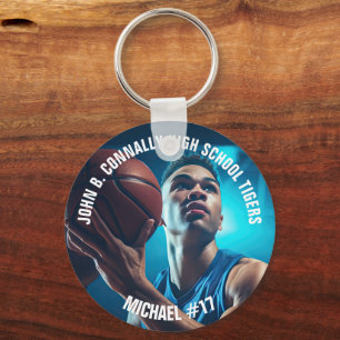 High School Basketball Player Photo Keepsake Key Ring