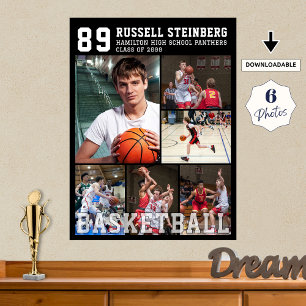 High School Basketball Senior Night Photo Collage Poster