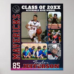 High School Basketball Team Sports Photo Collage Poster