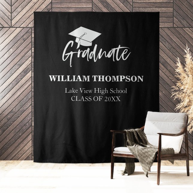 High School Chalk Black Grad Party Backdrop Tapestry (Creator Uploaded)