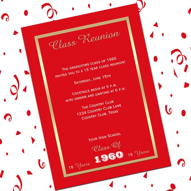 High School Class Reunion Bold Red Invitation (Creator Uploaded)
