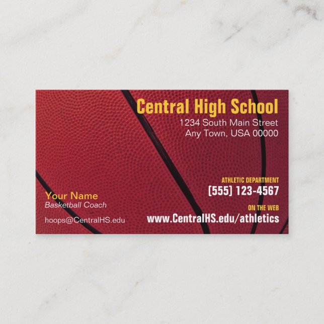 High School & College Athletic Department Contact Business Card (Front)