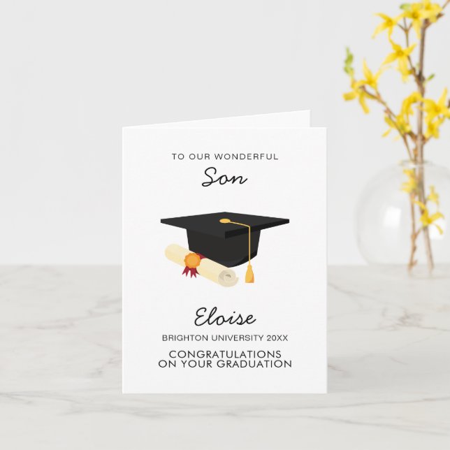 High School College Son Graduation Party Gifts Card (Yellow Flower)