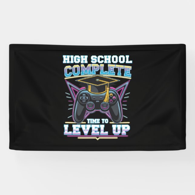 High School Complete Gamer Gaming Graduation Banner (Horizontal)