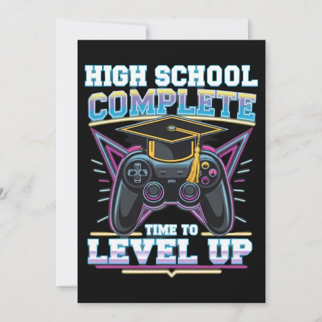 High School Complete Gamer Gaming Graduation Invitation (Front)