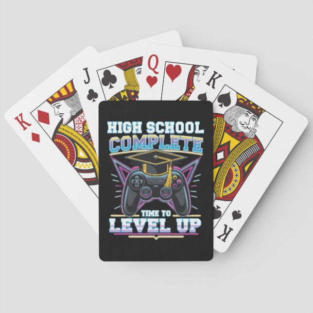 High School Complete Gamer Gaming Graduation Playing Cards (Back)
