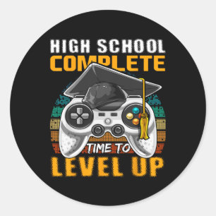 High School Complete Video Game Senior Graduation  Classic Round Sticker