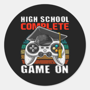 High School Complete Video Game Senior Graduation Classic Round Sticker