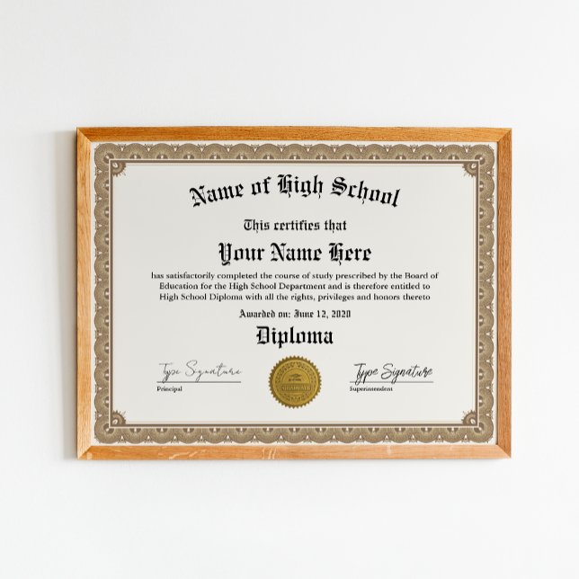 High School diploma, homeschool certificate, GED Poster (Creator Uploaded)
