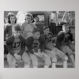 High School Football, 1941. Vintage Photo Poster