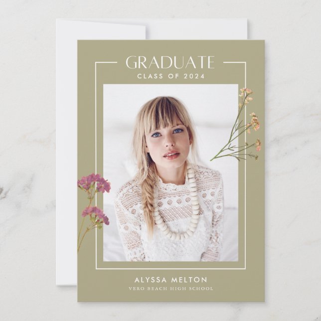 High School Girl's Wildflower Photo Graduation (Front)