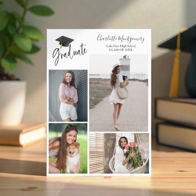 High School Grad Announcement 4 Photo Calligraphy (Creator Uploaded)