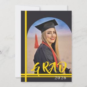 High School Grad Announcement gold lines & photo